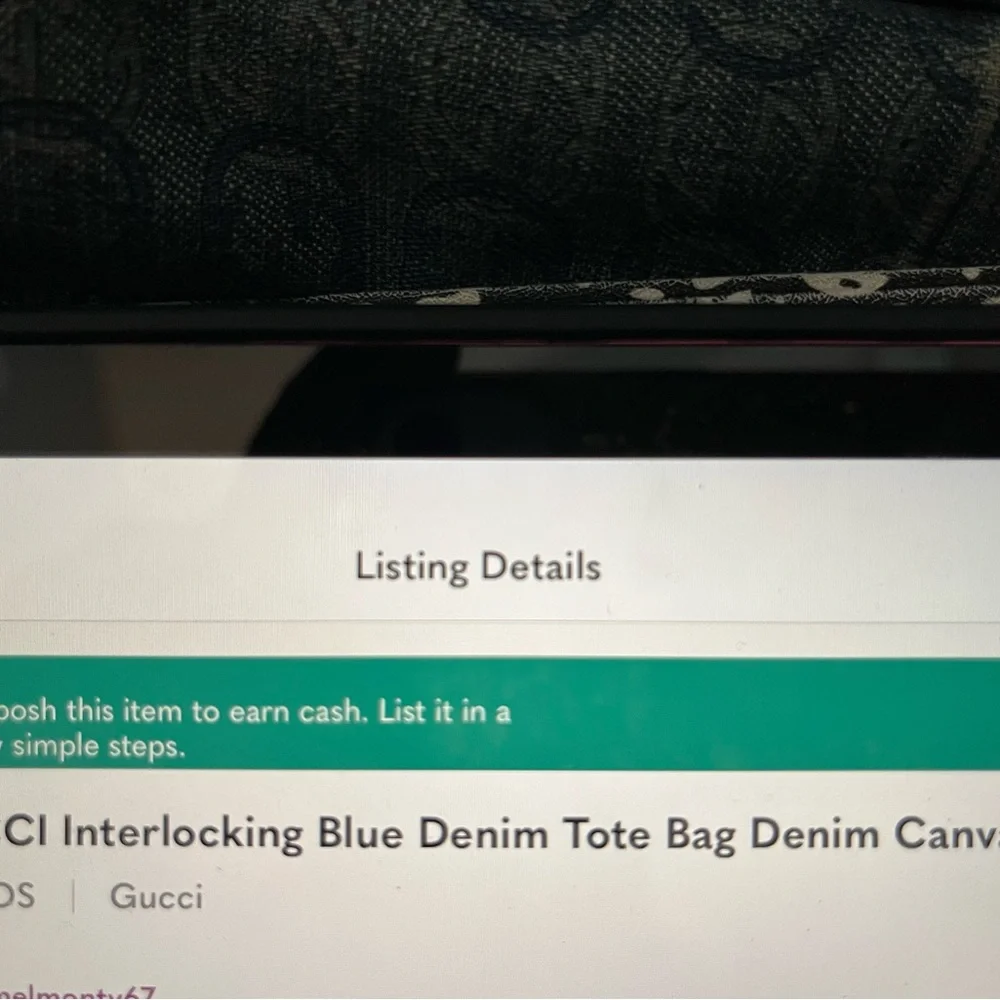 Gucci Blue Denim Tote with Brown Leather Straps - Picture 7 of 11